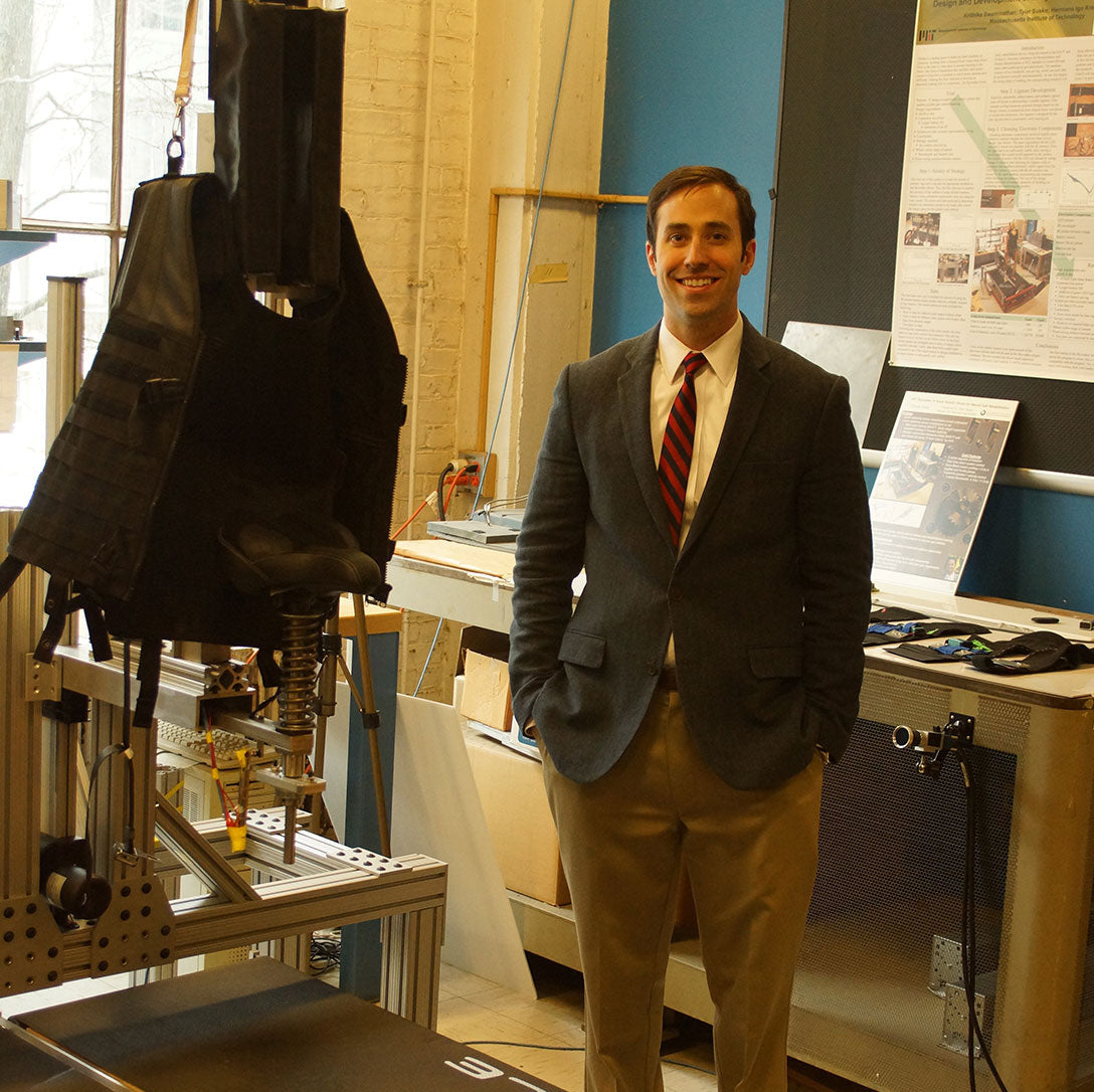 Prof. Tyler Susko, PhD next to the MIT Skywalker